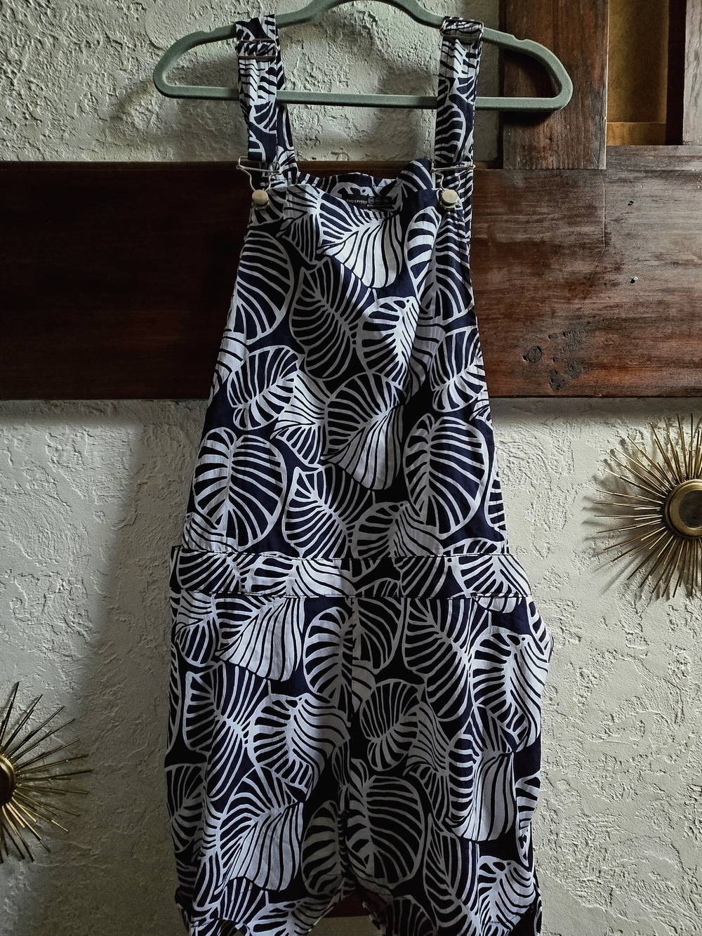 Atmosphere Navy and White Leaf Print Romper Jumpsuit